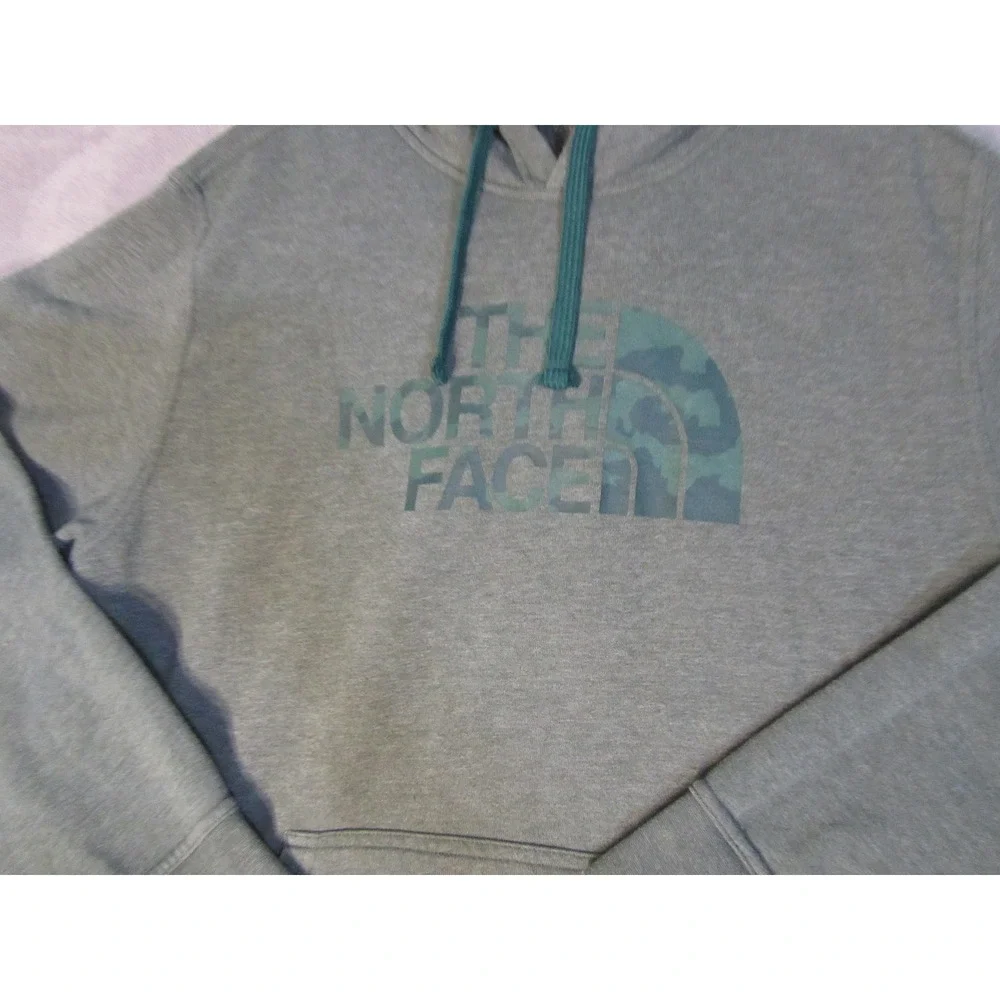 The North Face Hoodie Mens Large Green Camo Logo Pullover Sweatshirt